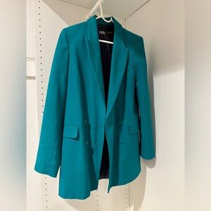 Green double breasted ZARA blazer